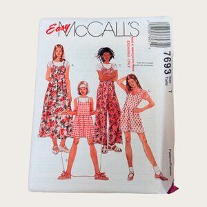 Vintage McCalls Sewing Pattern 7693 Girls Jumper Jumpsuit Romper Size 7 Uncut